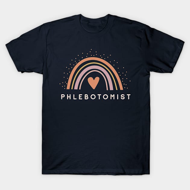 Phlebotomist - boho casual rainbow dark Design T-Shirt by best-vibes-only